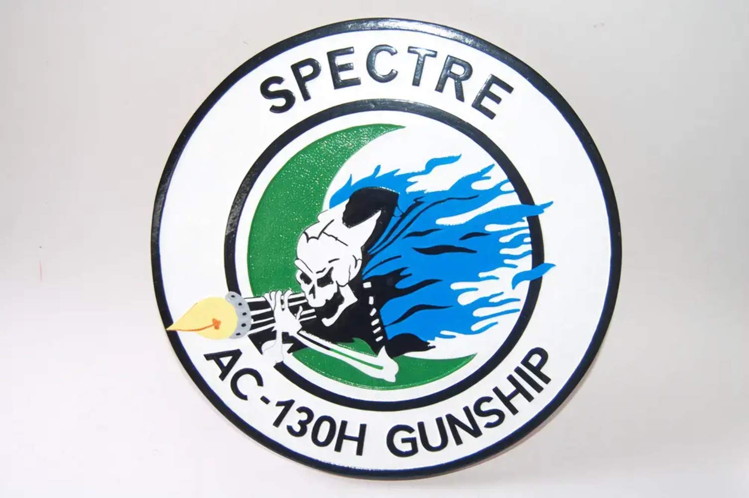 Lockheed Martin AC-130 Gunship Spectre Plaque,14", Mahogany