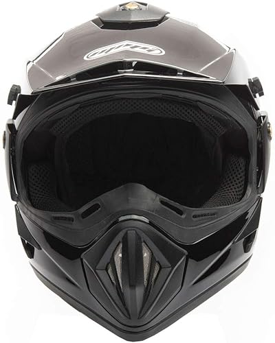 Miniatura 2 de Casco todoterreno DOT de motocicleta para adultos - MX ATV Motocross UTV, L, Negro (Shiny Black)