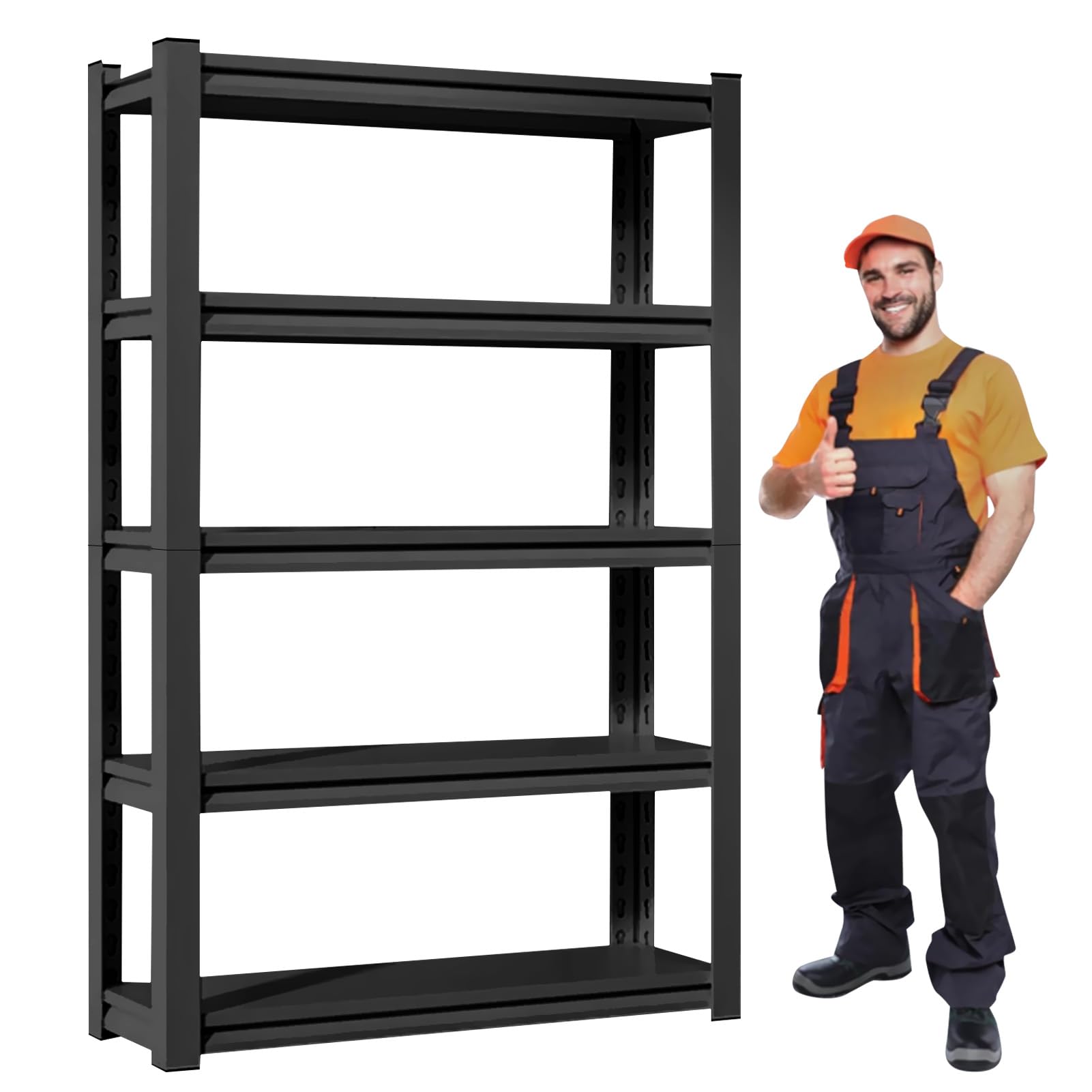 500KG Storage Shelves 5 Tier Garage Shelving Heavy Duty Adjustable Garage Shelves, Utility Rack Shelf, Shelving Units for Storage Warehouse Pantry Closet, 198cm H x 120cm W x 40cm D (Black)