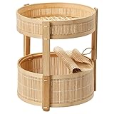 2-Piece Bamboo Fruit Basket Set β Stackable Round Storage Bins for Produce & Pantry