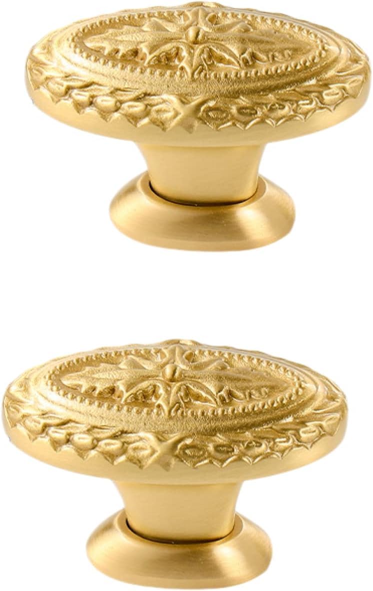 Tnbccxn Single Hole Cabinet Handles, Cabinet Handles,2 Pcs Pure Brass Gold Wardrobe Drawer Door Hardware Door Knob(Single Hole)