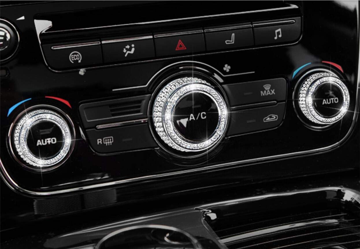 YUWATON Air Conditioner knobs Bling Accessories for Jaguar XJ 2010-2017 Rhinestone Decals Bling Accessory (Silver)