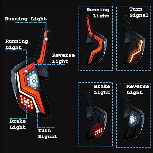 Miniatura 3 de inginuity time Luces traseras LED para Honda Fit Jazz 2014-2019, 4 unidades, animación de arranque, DRL, indicador secuencial negro (humo)