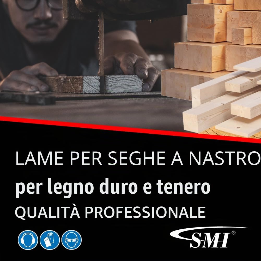 SMI - Set di 5 lame per sega a nastro per legno - 2240 x 6 x 0,65 mm, 6 denti per sega a nastro adatto ad esempio per Metabo Atika Güde Makita Scheppach