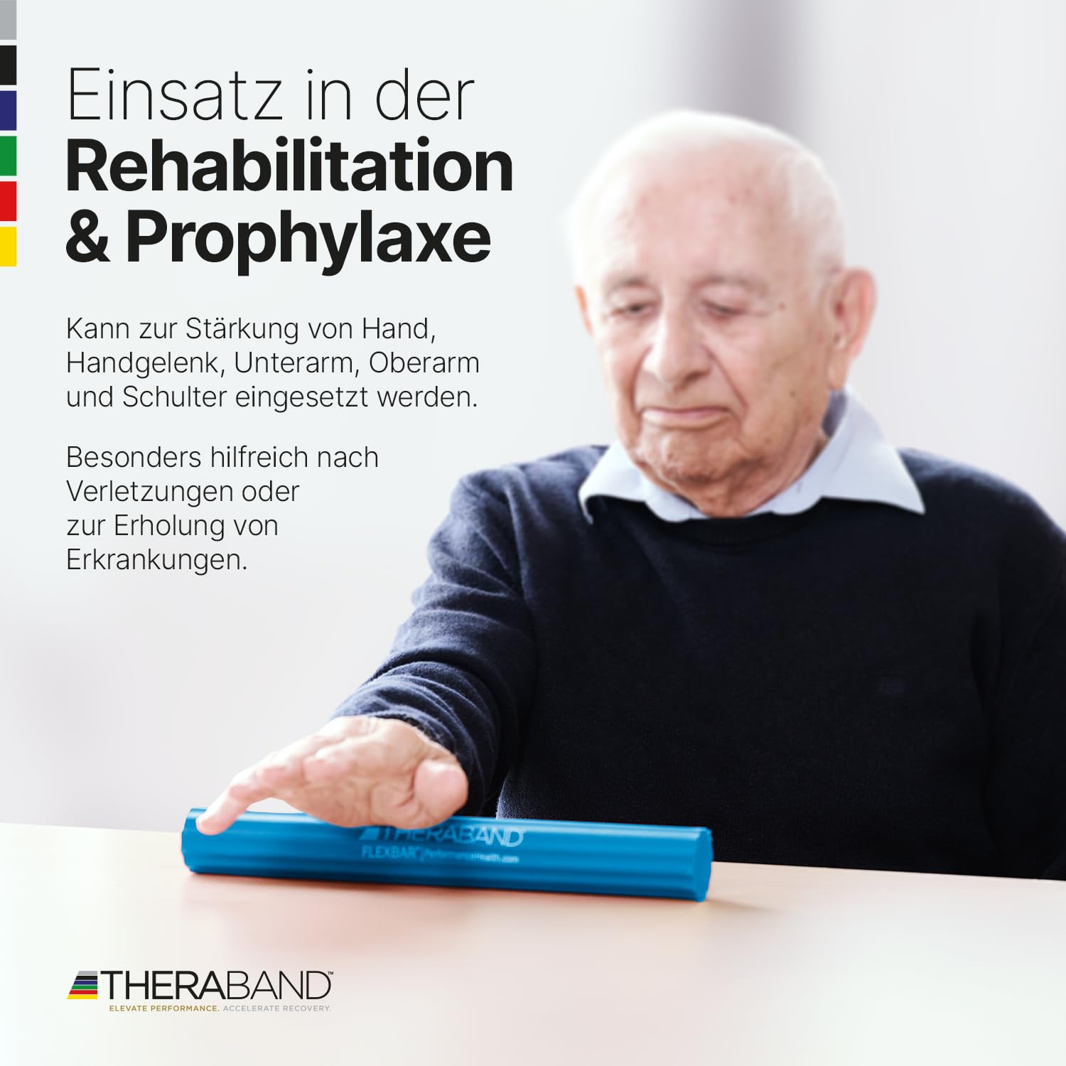 THERABAND FlexBar Resistance Bar – ulga w bólu łokcia tenisisty i łokcia golfisty – wytrzymały drążek elastyczny o długości 30 cm zapewnia wytrzymałość i przyczepność – przenośny i łatwy w użyciu