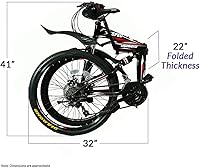 Vista 4 de Xspec Bicicleta de montaña plegable de 26 pulgadas y 21 velocidades para adultos