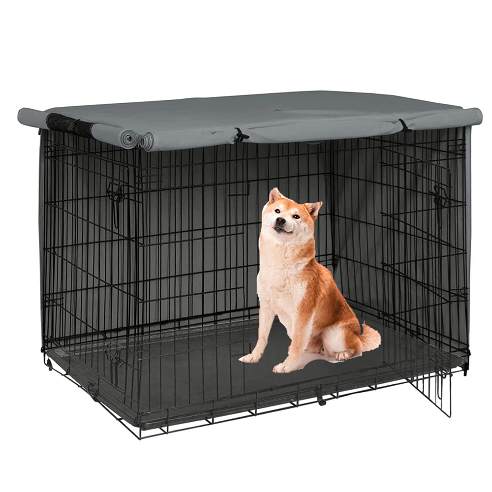 Coperture per gabbia per cani da 61 a 122 cm, impermeabili, resistenti alla pioggia, in poliestere Oxford 210D Oxford (XS: 63,5 x 48 x 50,8 cm, grigio)