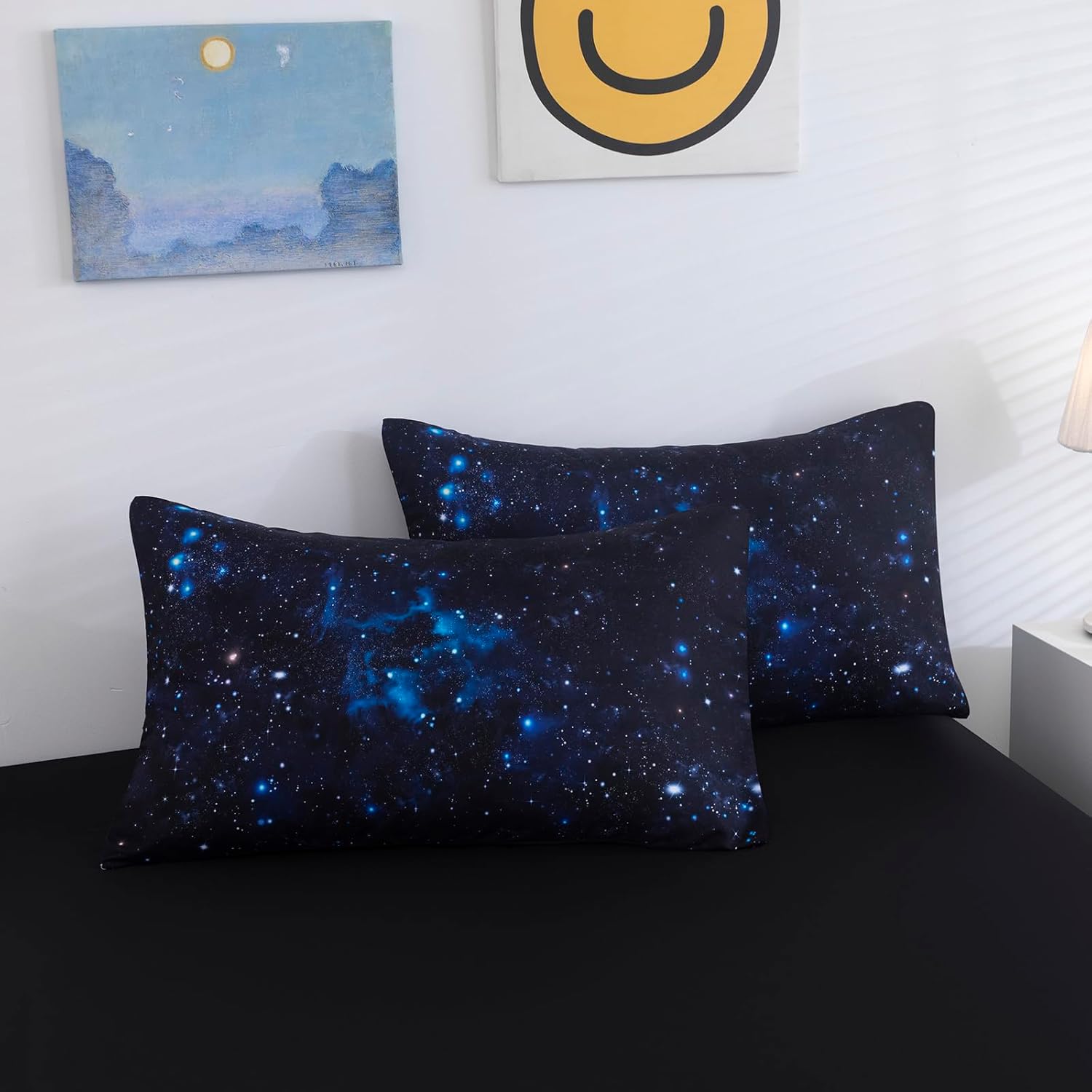 6 Pcs Galaxy Comforter Set Twin Size Space Blue and Purple Starry Sky Night Bedding Set for Girls Boys Kids Twin(1 Comforter, 1 Flat Sheet, 1 Fitted Sheet, 1 Cushion Cover, 2 Pillowcases) - Image 9
