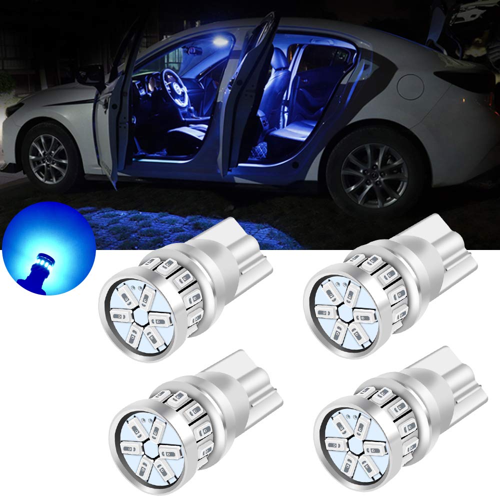 yifengshun 4pcs T10 LED Bulbs W5W 3014 18-SMD Super Bright 194 168 for Auto License Plate Interior Map Dome Side Marker Light Parking Bulb Wedge Clearance Light- Blue