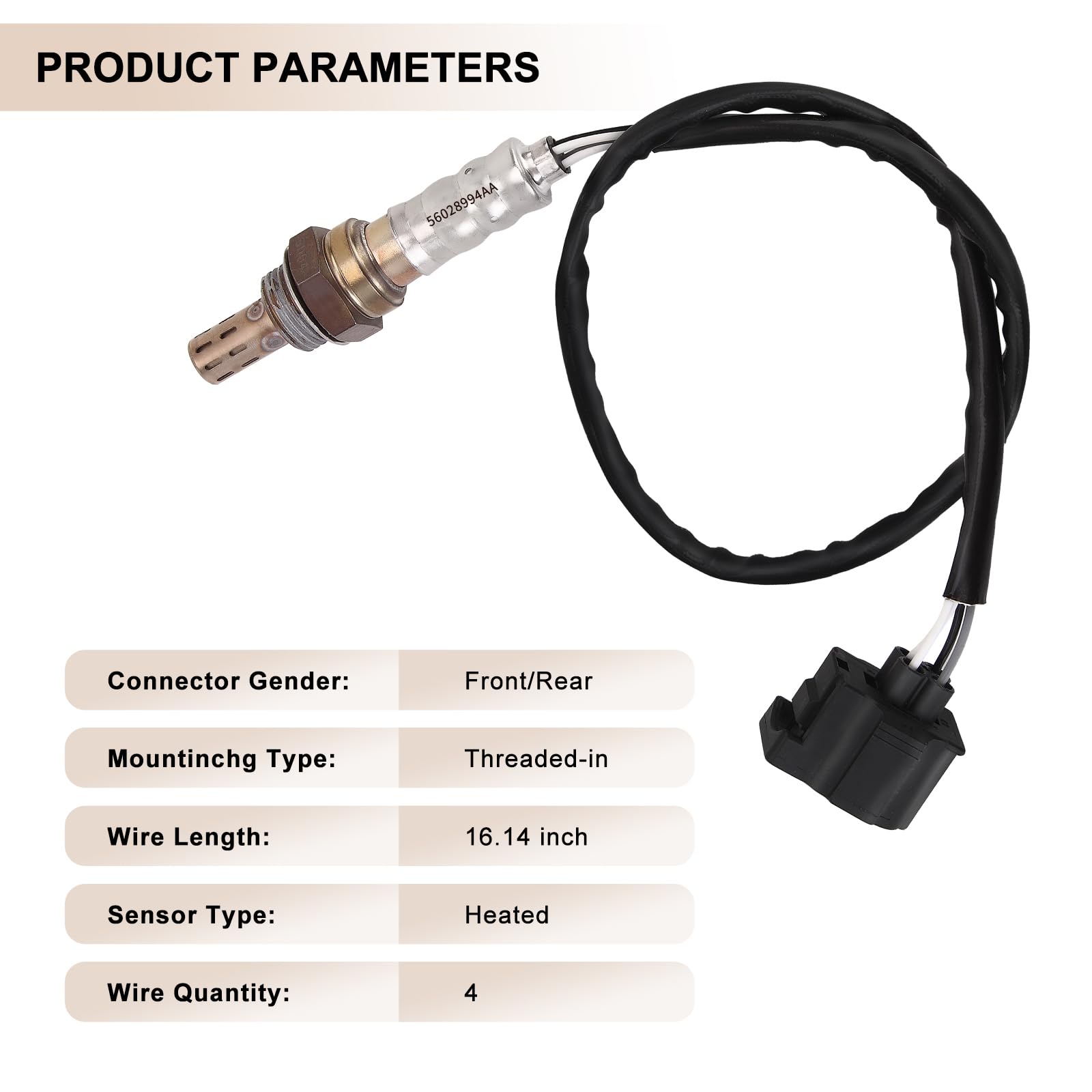 Sensor de oxígeno de O2 ascendente descendente 56028994AA compatible con Chry 300 Dodge Dakota Durango Ram 1500 Jeep Wangler Commander Grand Cherokee Liberty Raider reemplaza # 56028994AB, 4 unidades