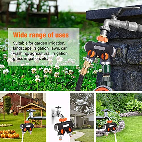 Image of HASTHIP Garden Hose Pipe Connector - Metal Thread Faucet Adapter - Garden Hose /Water Spigot Splitter - PVC Hose Splitter 2 Way Heavy Duty - Outdoor Faucet Splitter for Garden /Lawn Drip Irrigation