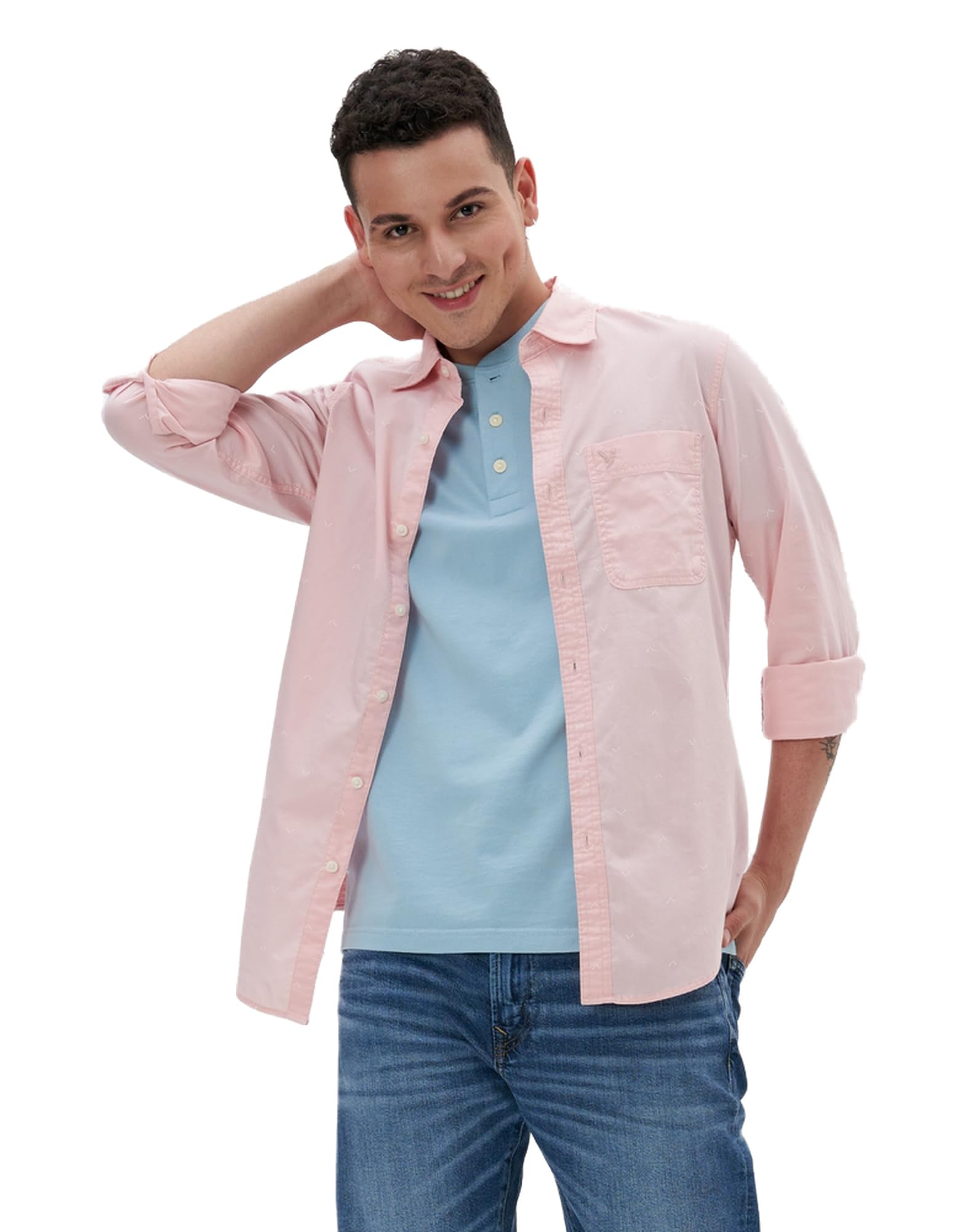 American EagleMen U-0153-2361-169 Printed Slim Fit Everyday Button-Up Shirt