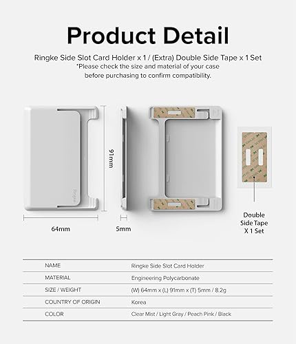 Miniatura 5 de Ringke Tarjetero con ranura lateral para funda de teléfono, tarjetero para mujeres, hombres, tarjetas de crédito de identificación, compatible con