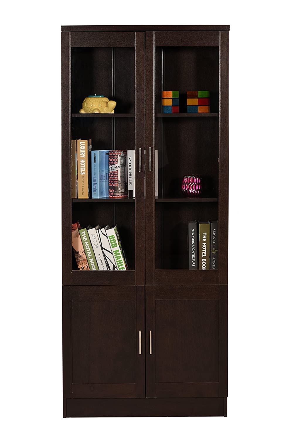 CASPIAN Engineered Wood Wooden Multipurpose Brown Cabinet Organizer with Glass Door | Use as Kids Cupboard, Book Shelf/Rack & Kitchen Crockery Unit | for Bedroom, Living & Study Room & Office-picture-11