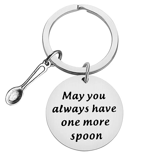Jielahua Spoon Theory Gift Keychain Fibromyalgia Gifts for Women Men Keyring Chronic Illness Gifts Mental Health Awareness Jewelry Encouragement Gifts Recovery Gifts Pain Sufferers Gifts