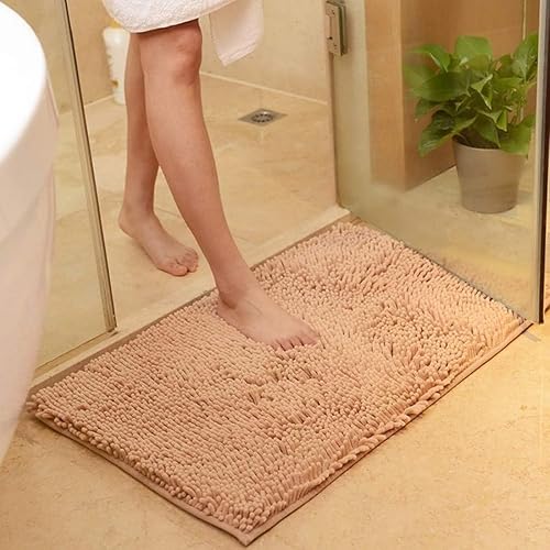 JAIJY Tapete de baño de felpilla antideslizante y grueso, lavable, de secado rápido, esponjoso, suave, rectangular, sólido, 19 x 31 pulgadas