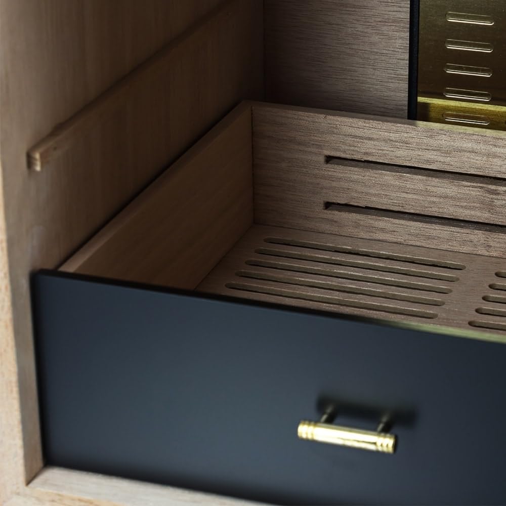 adorini Humidor Chianti armadietto Medio per sigari, in Cedro Spagnolo - con igrometro a Capello, Nero.