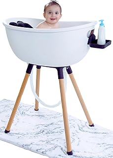 Luxury Baby Bathtub with Wooden Stand – 3-Stage Convertible, Ergonomic & Back-Saving Design