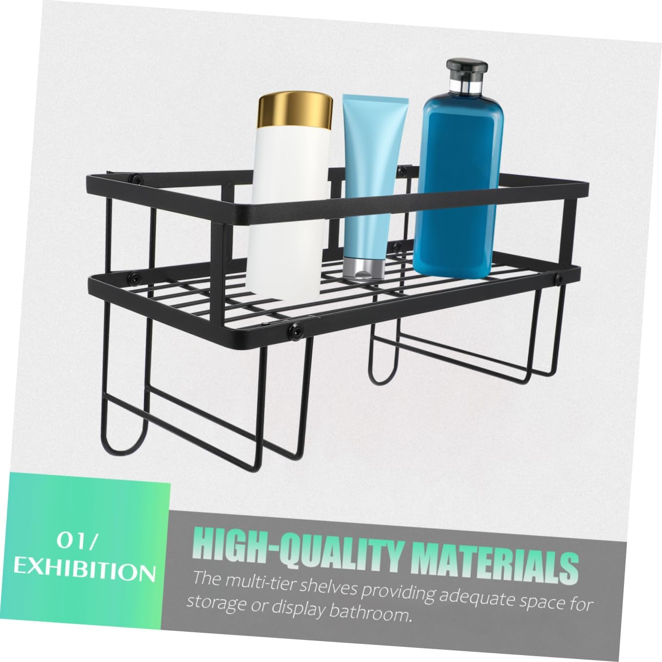 KICHOUSE Bathroom Storage Rack Freestanding Black Shelves Storage Over The Toilet Apartment Decor