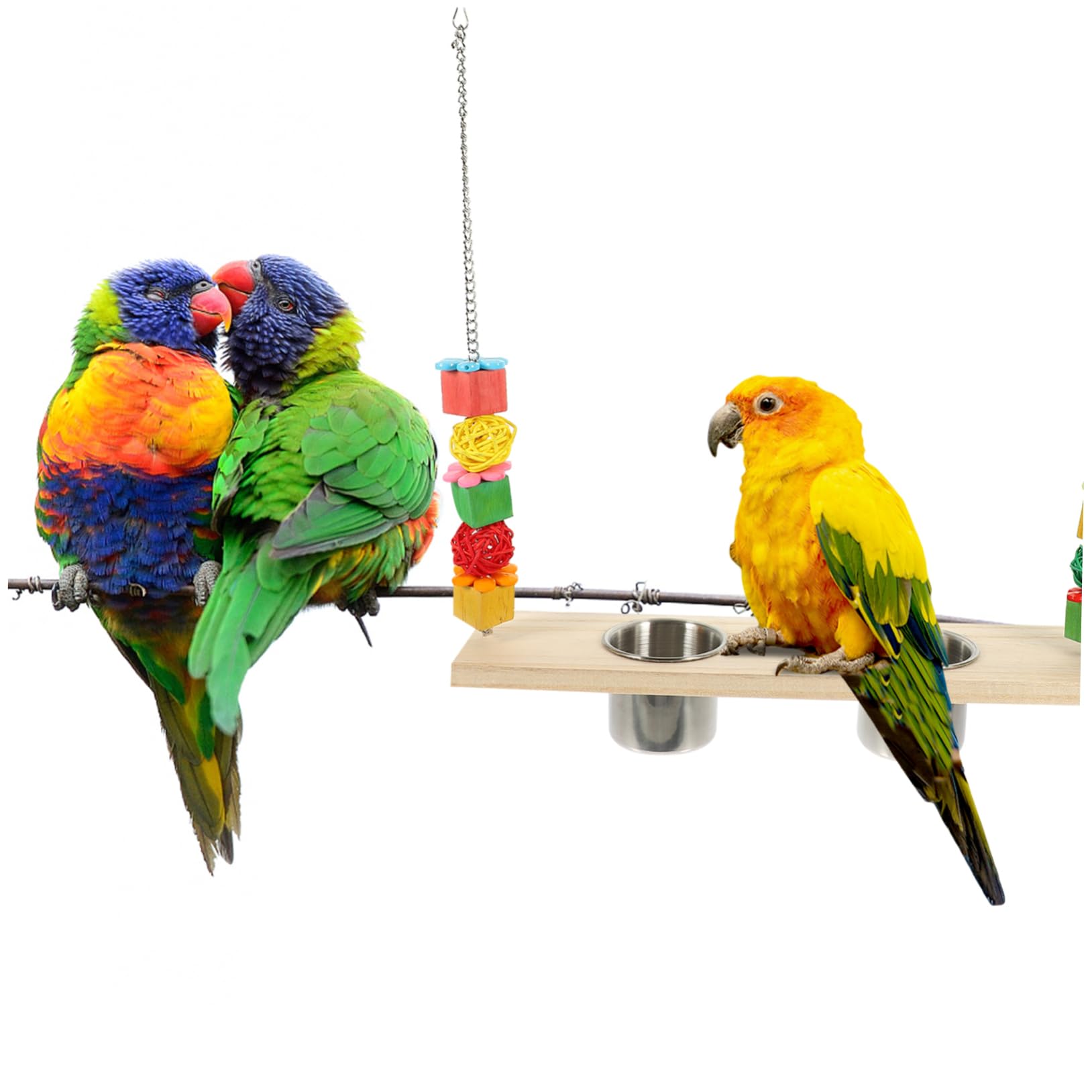 BESPORTBLE 2pezzi Giocattolo Per Pappagalli Con Altalena e Ciotola Per Cibo Accessorio Per Uccelli Naturale Alimentatore e Gioco Per Pappagalli Parakeet e Finches