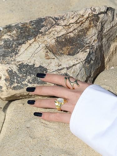 Amarouge Chunky Gold Statement Ring For Women Adjustable Chunky Gold Rings With White Crystal Bold Cocktail Ring Open Band Trendy Jewelry Gift #TOP7