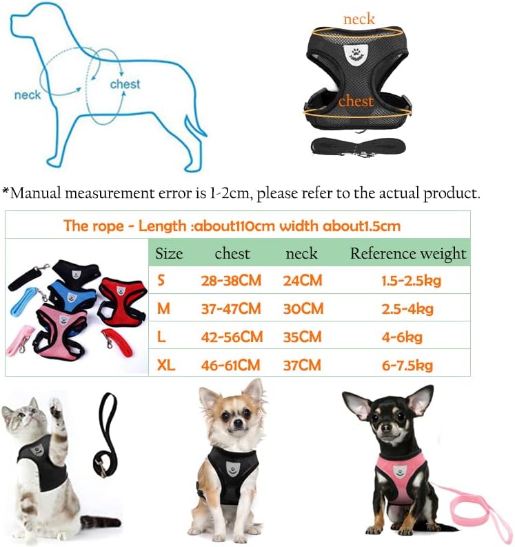 Dog Harness Dog Breathable Lightweight Puppy Harness and Lead Set