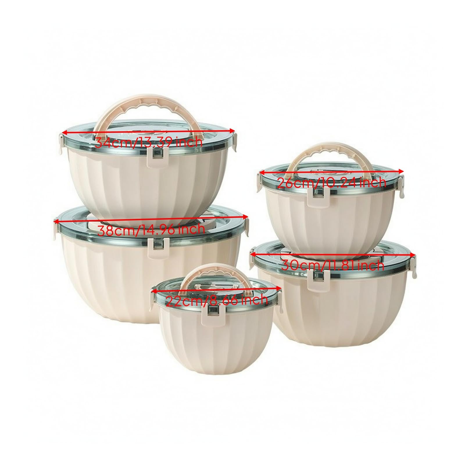 Contenitore Termico per Alimenti in Acciaio Inox con Coperchio Trasparente E Maniglia Incorporata per Pranzo al Lavoro Ufficio E Picnic da 5 Litri, Beige