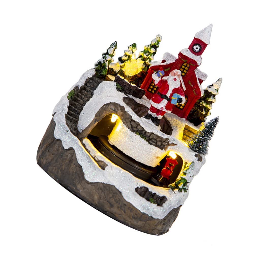 NUOBESTY Maison De La Musique De Noël Village De De Noël Chalets Gingembre Accessoires De Village De Noel Ornement De Train De Noël Cadeau Les Amoureux Résine Miniature