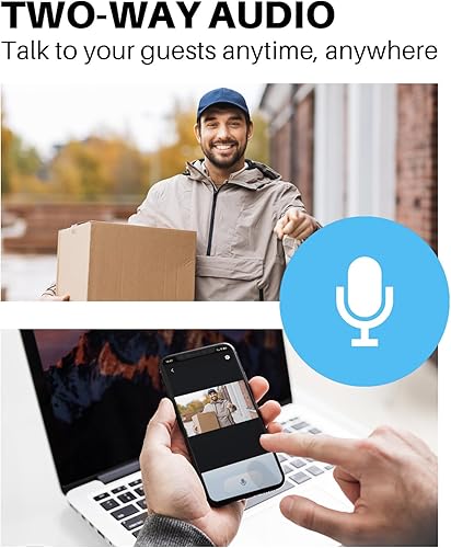 Miniatura 5 de Timbre de video inalámbrico 2K con timbre, vigilancia inteligente para interiores y exteriores, sin tarifa mensual, detección humana AI, audio
