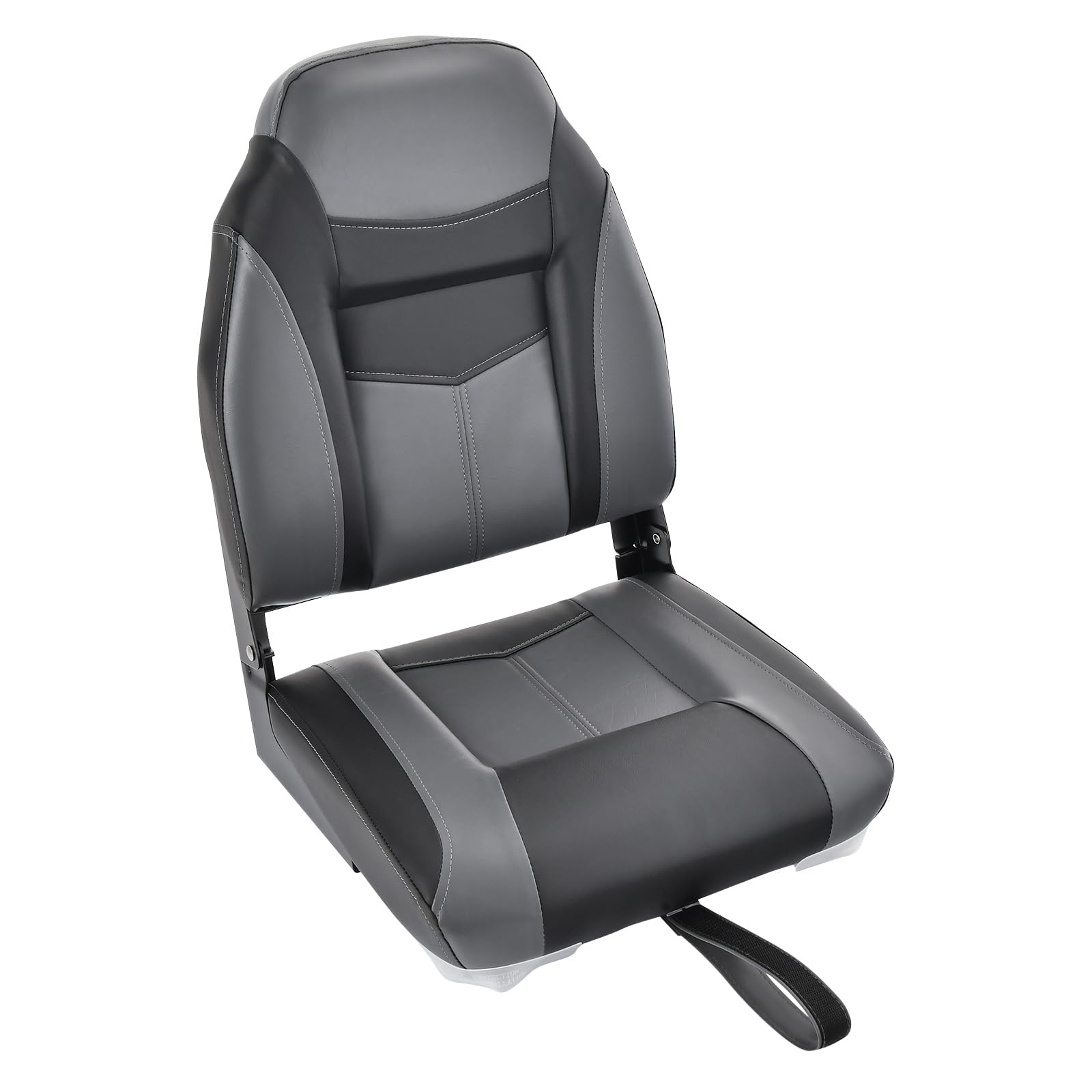 FANTASK Sedile per barca con imbottitura in spugna spessa 10 cm, sedile timone imbottito, sedile pieghevole reclinabile per barche (Nero)