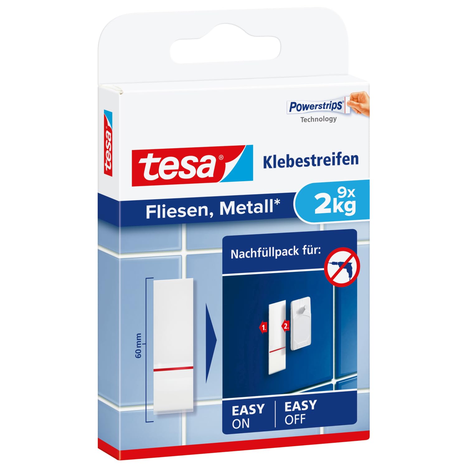 Tesa Uk White Tesa Adhesive Strips For Tiles & Metal 2Kg