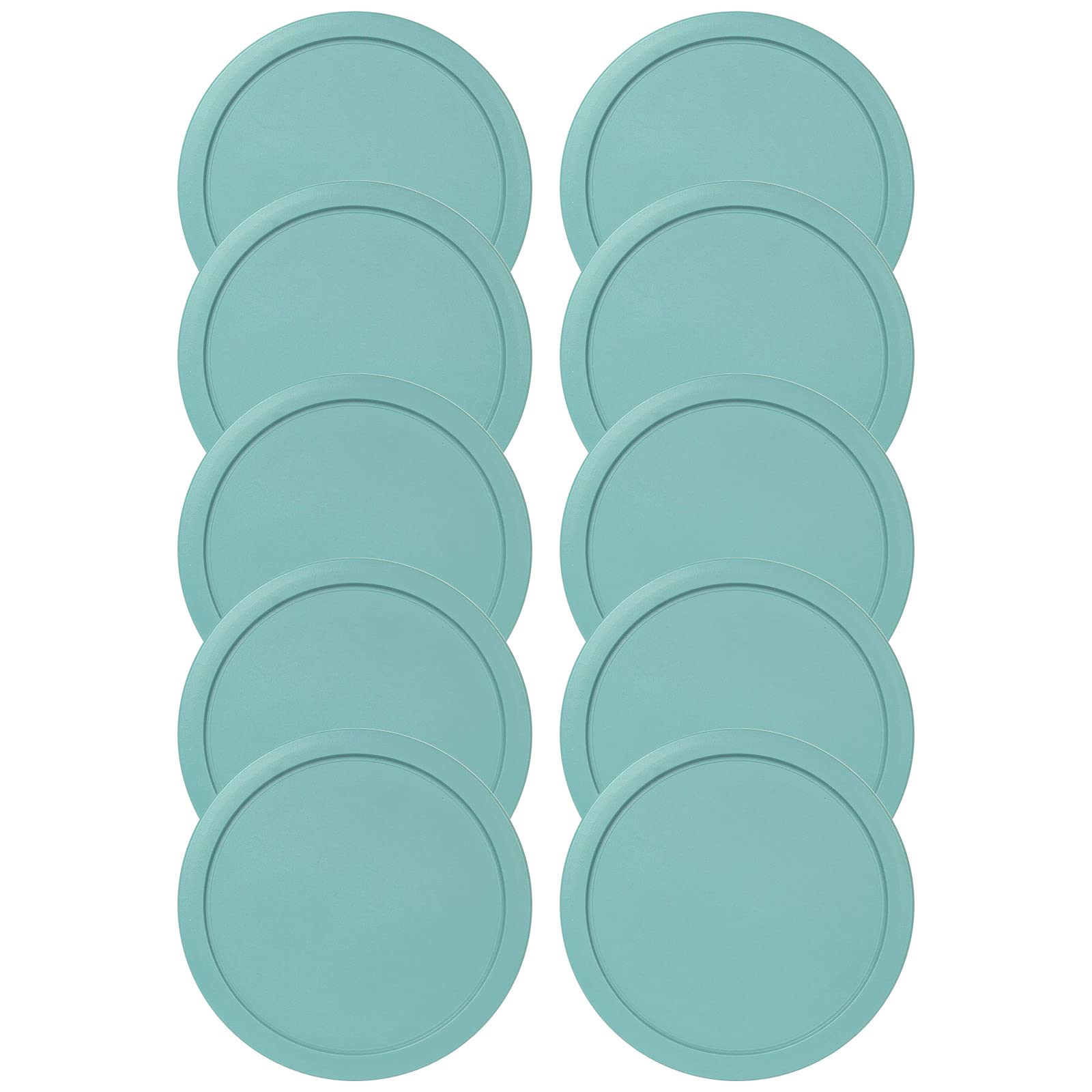 Replacement Lids fits Pyrex 2-Cup Glass Food Storage Container Bowls, 5-Inch Plastic Round Lids Covers for Pyrex 7200-PC, Airtight &amp; Leakproof (10-Pack, Turquoise)