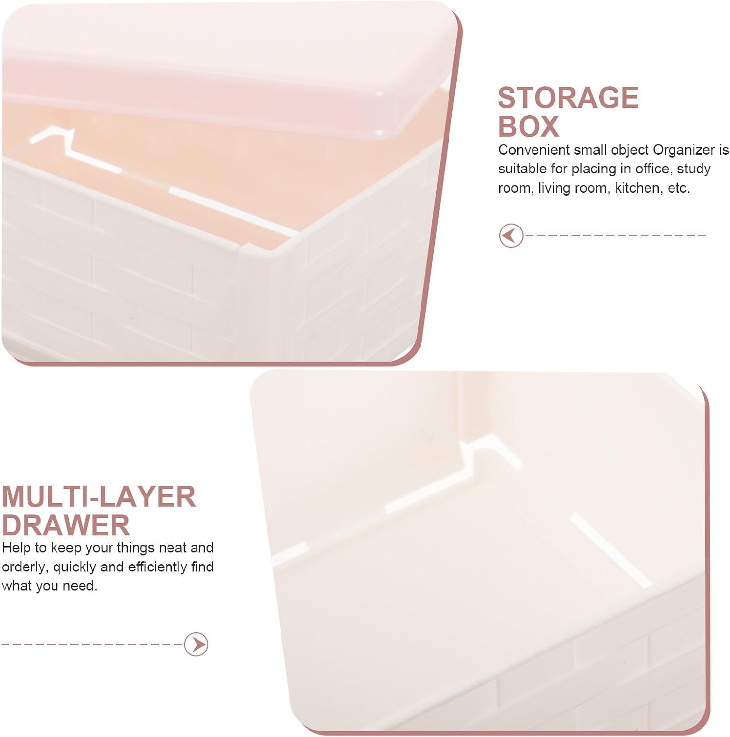 COLLBATH Plastic Storage Box with Lid for Lipsticks and Gadgets, Small Multifunctional Organizer for Office and Study Room, Sturdy Plastic Storage Container for Desk and Drawer Random Color image 3