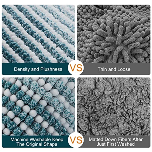 Bsicpro Bathroom Rugs Sets, 2 Piece Thick Absorbent Chenille, Non Slip, Soft Shaggy Bath Room Floor Mats, Machine Washable (20" X 47" Plus 16" X 24", Green) #TOP4