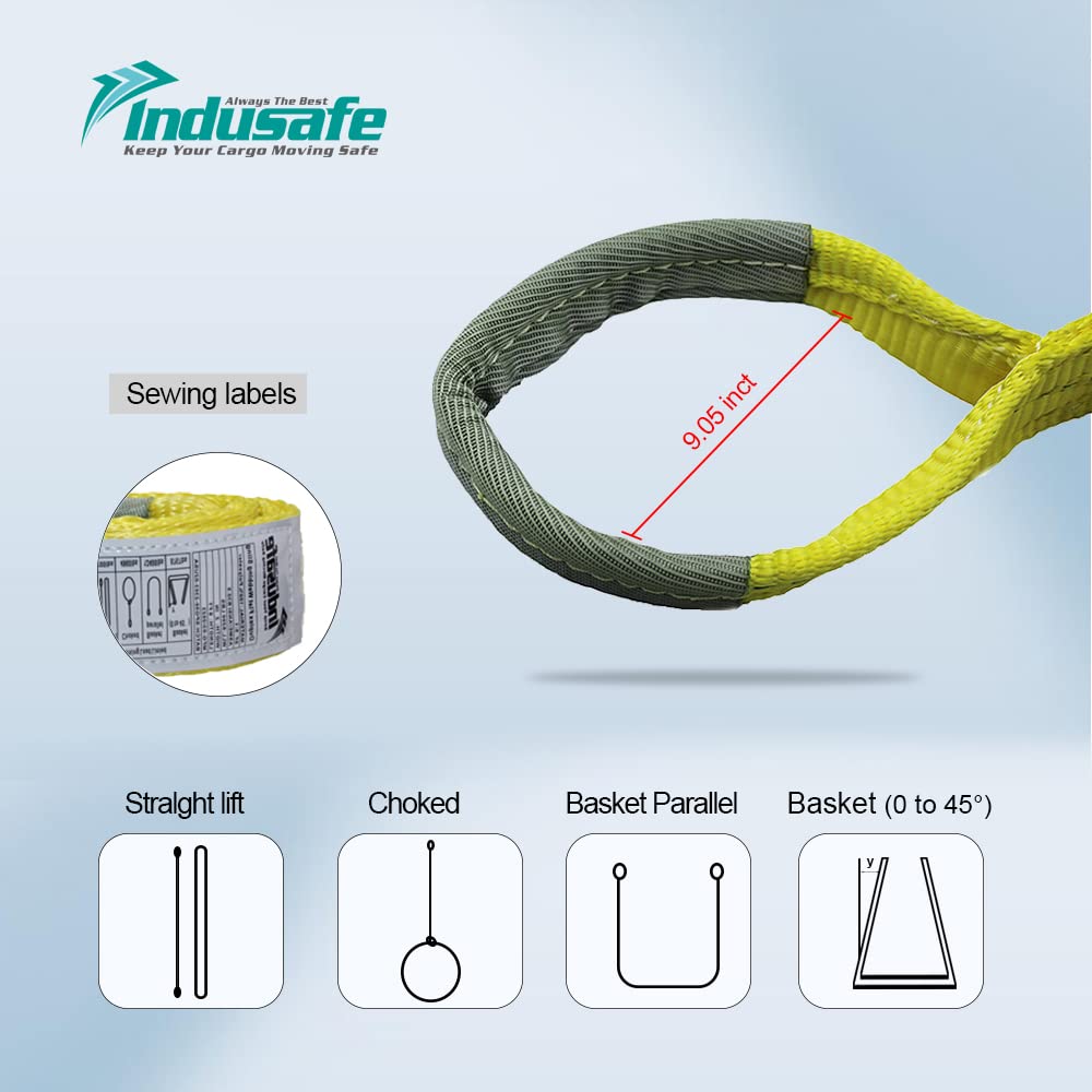 2" x 9' Poly Web Sling Cinghia di sollevamento per la costruzione 6000lbs verticale per Rigging Moving Traino Sollevamento Attrezzi da lavoro