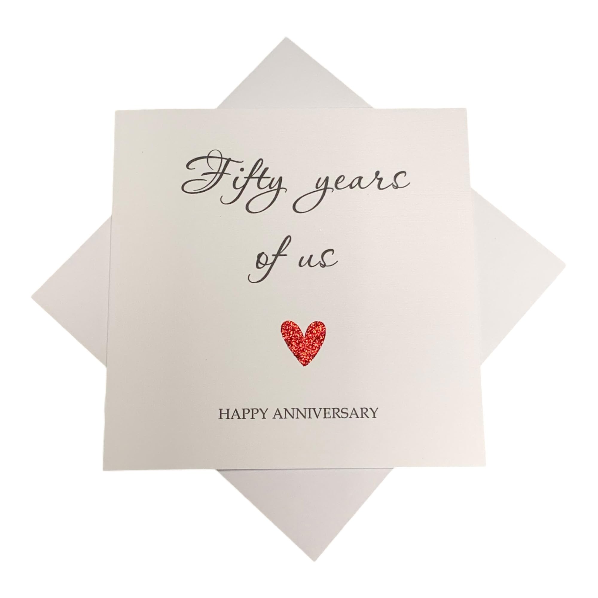 50th Wedding Anniversary Card - Golden 50 Year Fiftieth Personalised Gift for Wife Husband Boyfriend Girlfriend Partner - Choose Glitter Heart - Various Designs (Year Of Us)