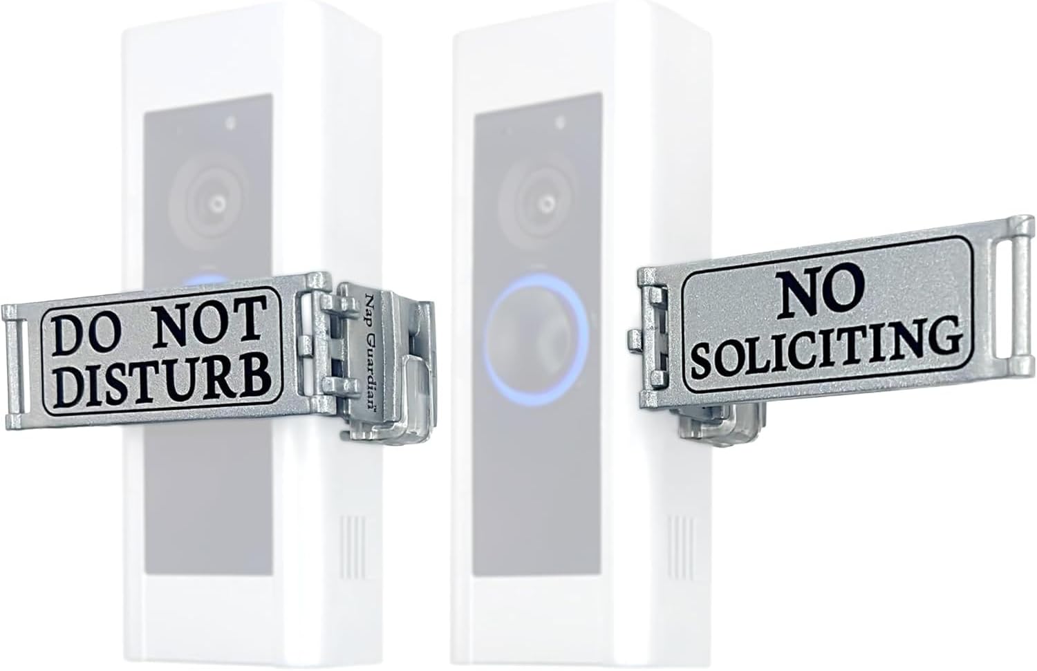 Universal Fitting Doorbell Cover that Rotates from DO NOT DISTURB to NO SOLICITING - Horizontal & Vertical Mode, Easy to Install, No Tools Needed - Sign Blocks Any Video or Button Ring