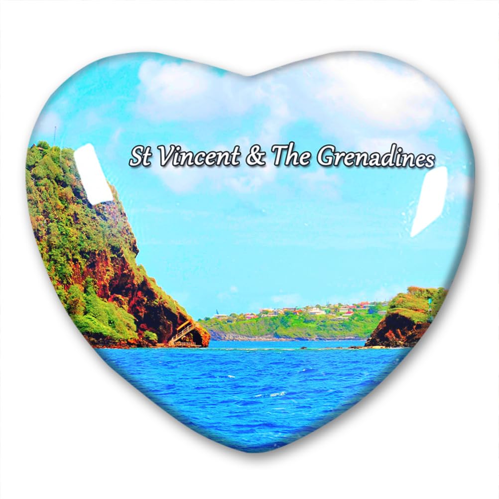 St Vincent & The Grenadines Fridge Magnet Refrigerator Stickers Decorative Travel Souvenir Heart-shaped Glass