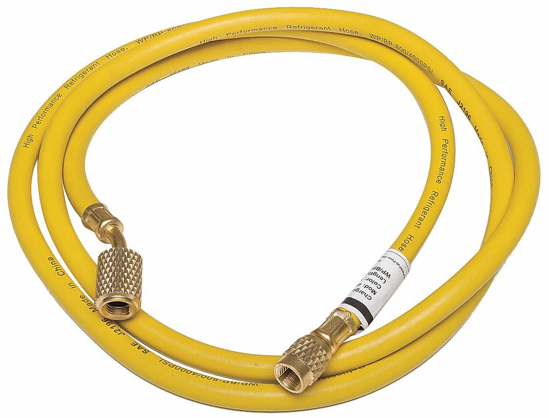 Dayton 4PDG5 Charging Hose, 72 In, Yellow, 1/4 In SAE