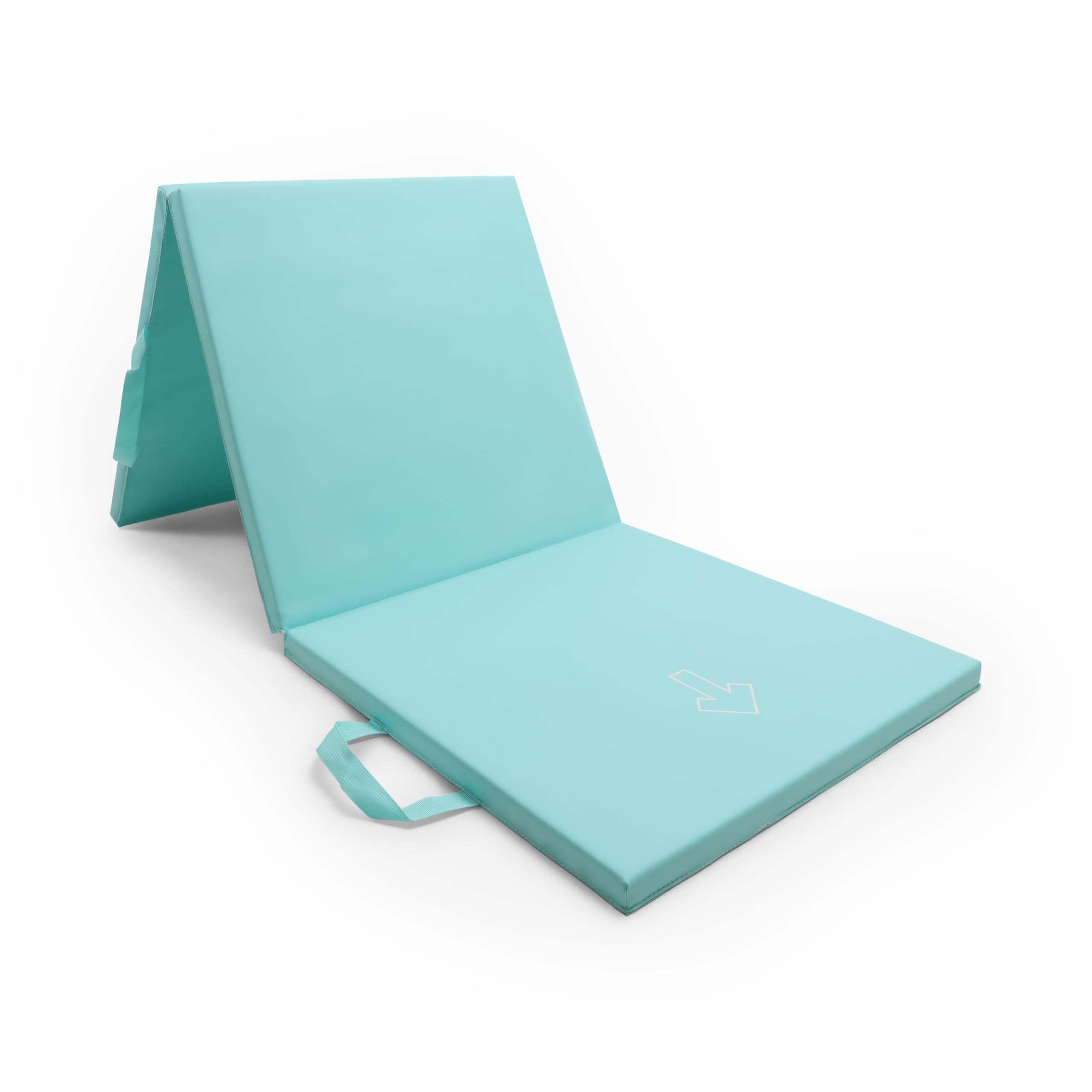 NORTHERN Yoga Mat Exercise Fitness Tri-Fold Foam Mat Extra Thick Non Slip Large Padded Stretching Home Gym Equipment Accessory 3 Folding Multi-Purpose Workout with Carrying Handle (Light Blue)