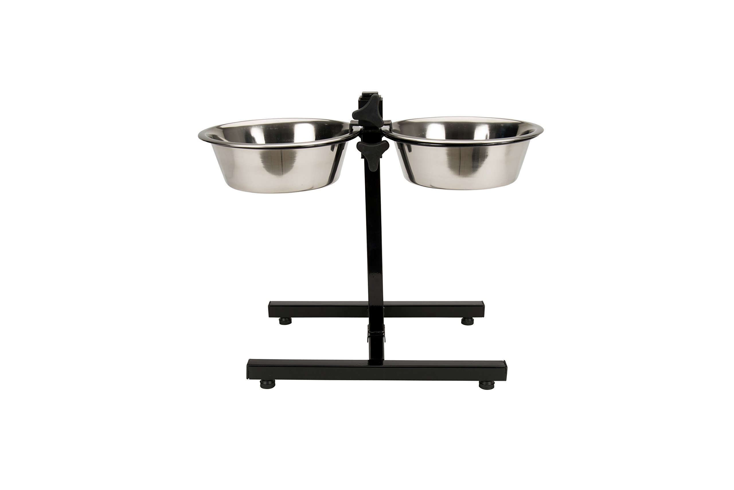 Tyrol Cuenco Doble Elevado/Soporte para Cuenco Ajustable en Altura/2 Cuencos de Acero Inoxidable, 28 cm, 4 Unidades