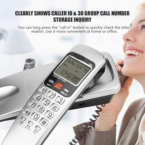 Miniatura 5 de Teléfono fijo, teléfono de pared con soporte para teléfono/identificación de llamadas DTMF, teléfono fijo con cable antiguo retro con cable para el