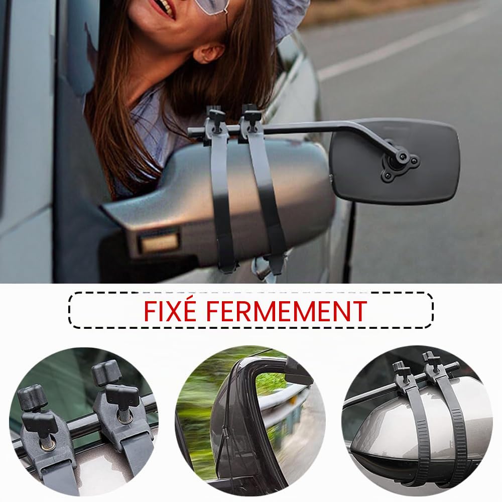 Lot de 2 Retroviseur Caravane, Voiture Rétroviseurs Extérieurs, Extensions de rétroviseurs extérieurs, Rétroviseur Universel pour Voiture, Caravane, Miroir Caravane
