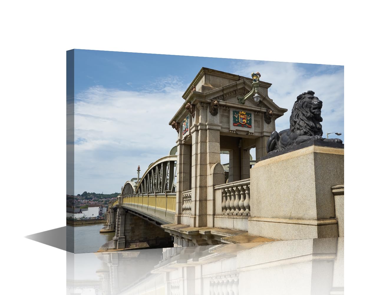 Wall Art for Bedroom Rochester Bridge Wall Decor Rochester Medway Kent England Pictures 1 Panel Canvas Artwork Home Decorations for Living Room Giclee Gallery-Wrapped Ready to Hang (16''Wx 24''H) โ image 1