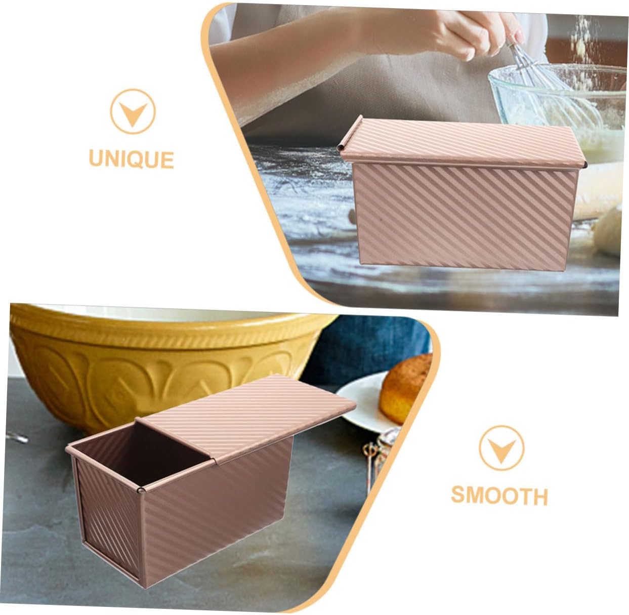 2pcs Loaf Pan Lid Carbon Steel Bread Mold Toast Baking Box Cake Pan Reusable Loaf Bakeware for Easy Cleanup