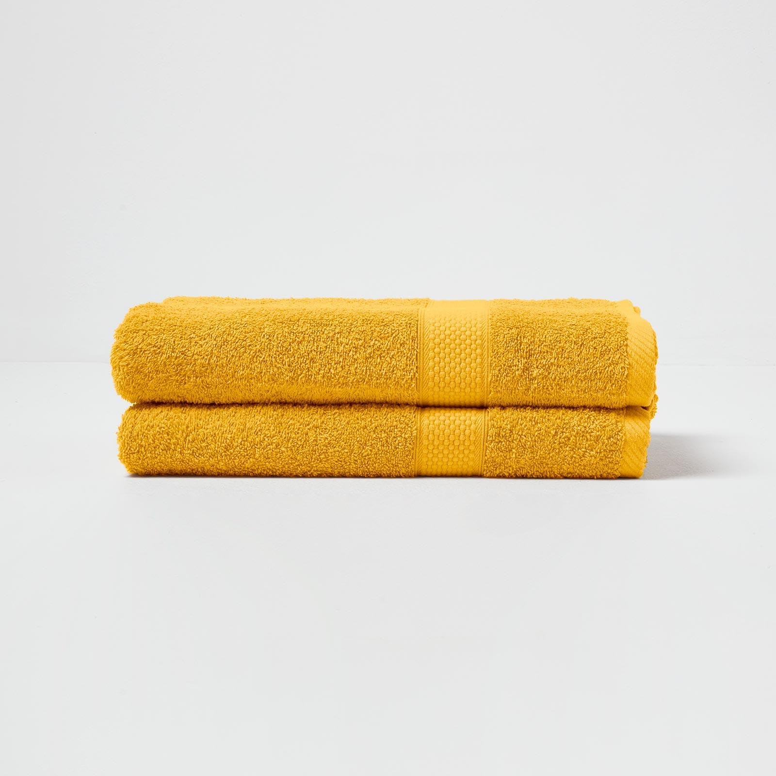 Homescapes Jaune Turkish Cotton Bath Towel Set Of 2, Ochre