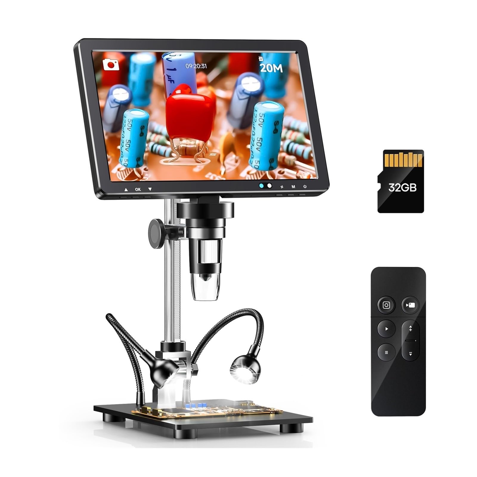 10.1'' HDM/I Digital Microscope 2000X Coin Microscope With 10 LEDs 20MP Soldering Microscope For Electronics,PCB, Repair