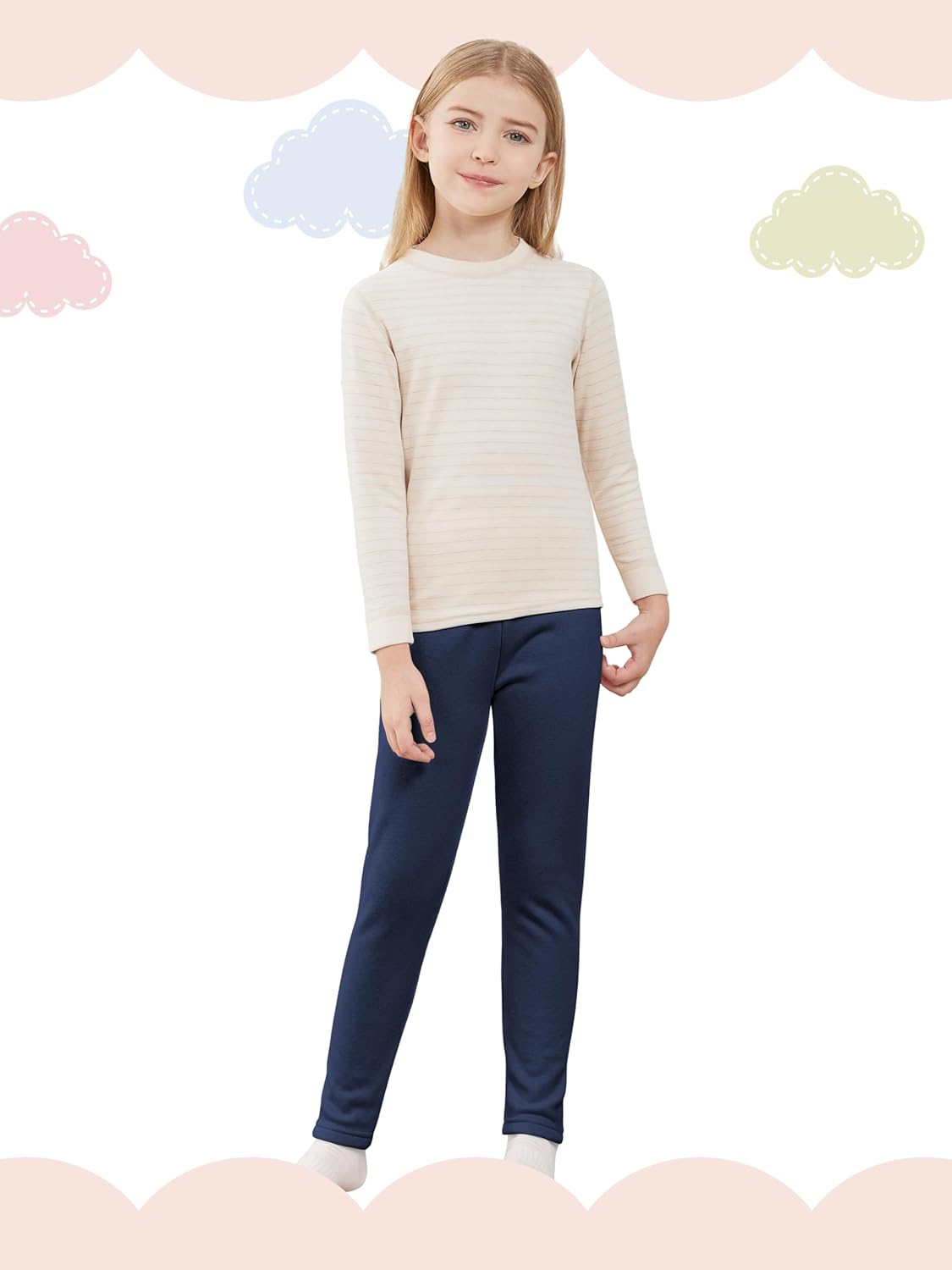 Girls Fleece Lined Leggings Cotton Kids Winter Warm Leggings Thick Thermal Tights Pants - Image 4