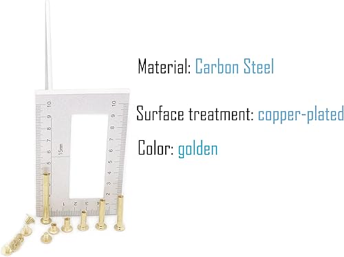 Miniatura 2 de SCXCLY Kit surtido de 120 tornillos Chicago para atornillar, 6 tamaños (M5 x 6101525301.772 in), acero al carbono chapado en cobre