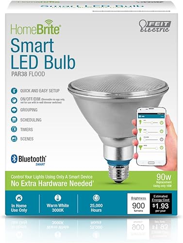 Miniatura 3 de Foco de luz LED regulable Feit Electric, BR30650LEDHBR equivalente a 65W (2,700K) con bluetooth, Smart HomeBrite, color blanco cálido